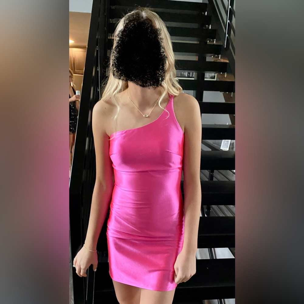 Alyce Paris Shock Pink One Shoulder, Size 2
